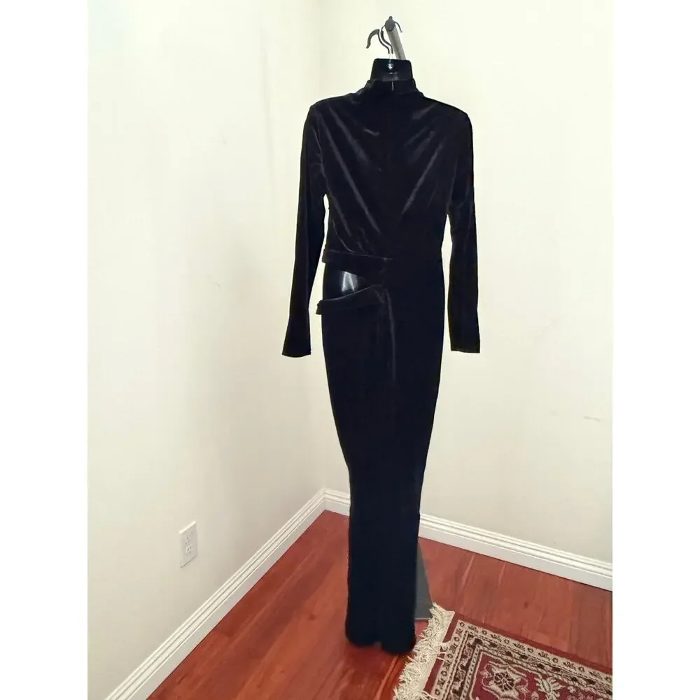 New the Cande shop black velvet cutout jumpsuit sz Large - Picture 3 of 8